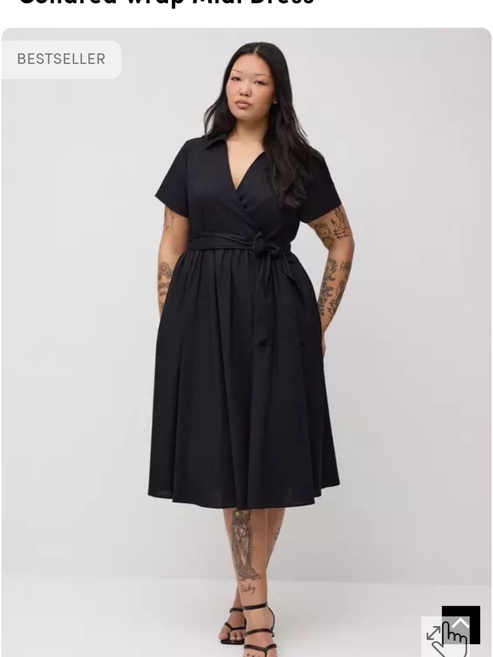 torrid Black Wrap Midi Dress with Tie Waist
